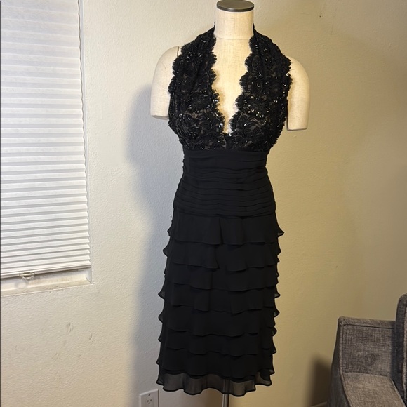 Tadashi Elegant Black Lace Halter Dress - Picture 1 of 6